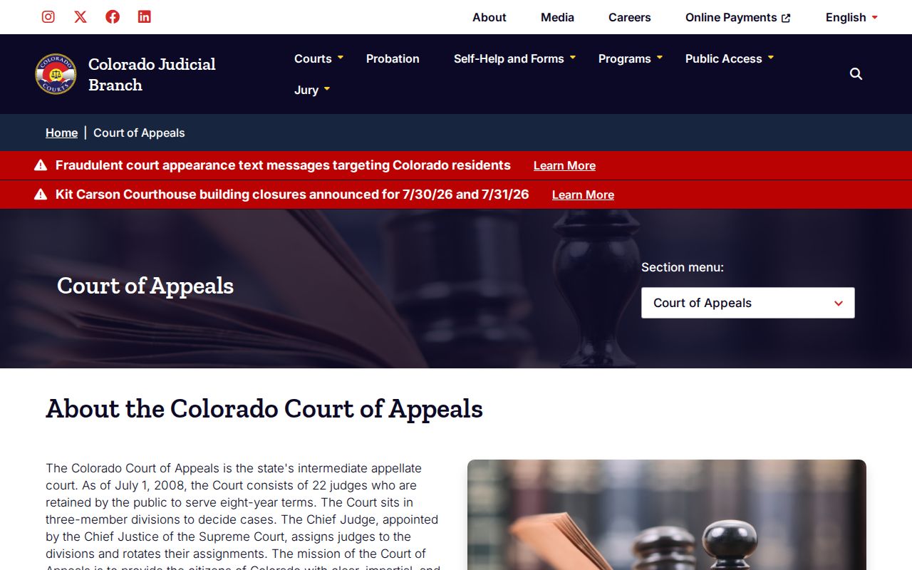 Huerfano County court dockets Colorado Court of Appeals source