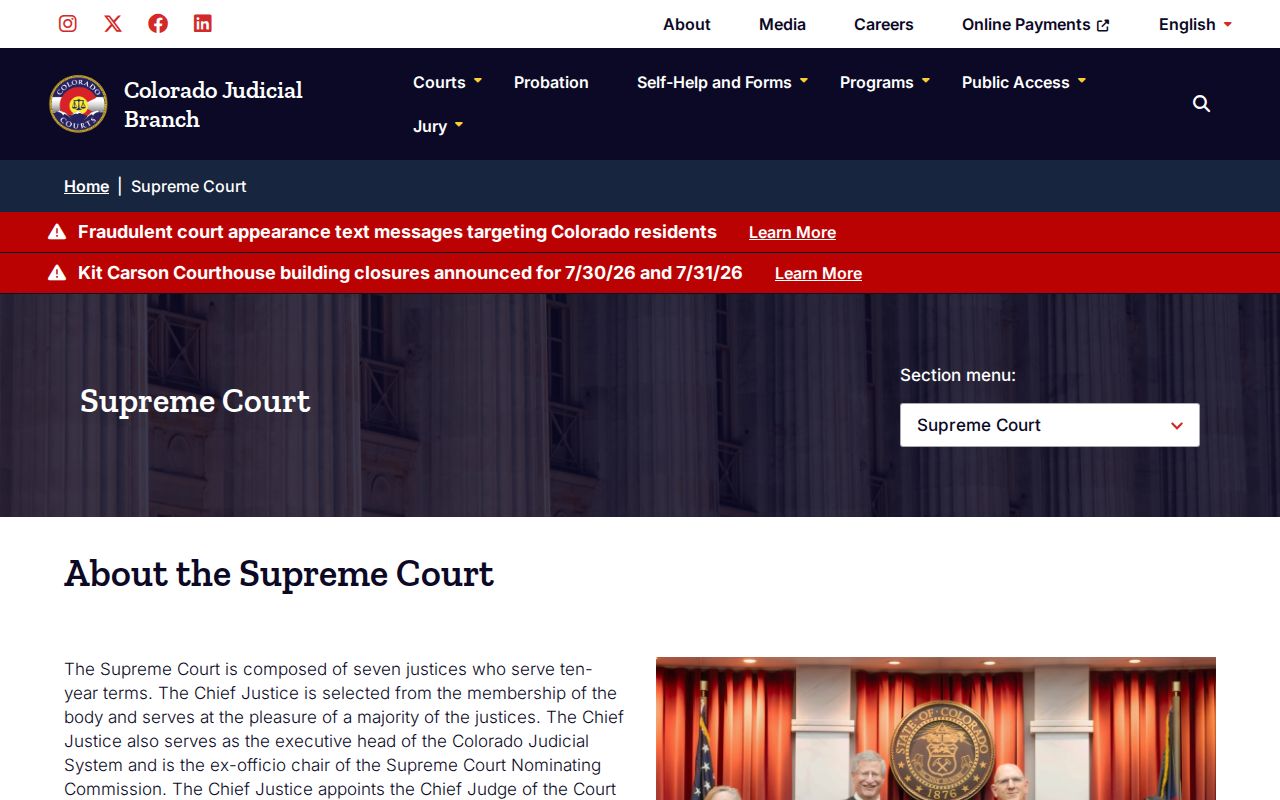 Huerfano County court dockets Colorado Supreme Court source