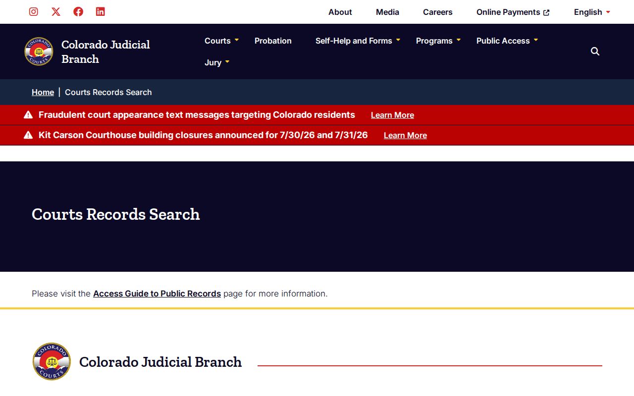 Huerfano County court records search guidance from the Colorado Judicial Branch