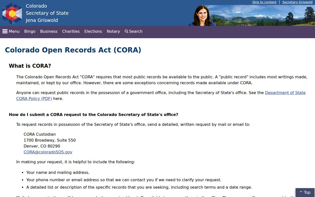 Huerfano County court records Colorado Open Records Act access source