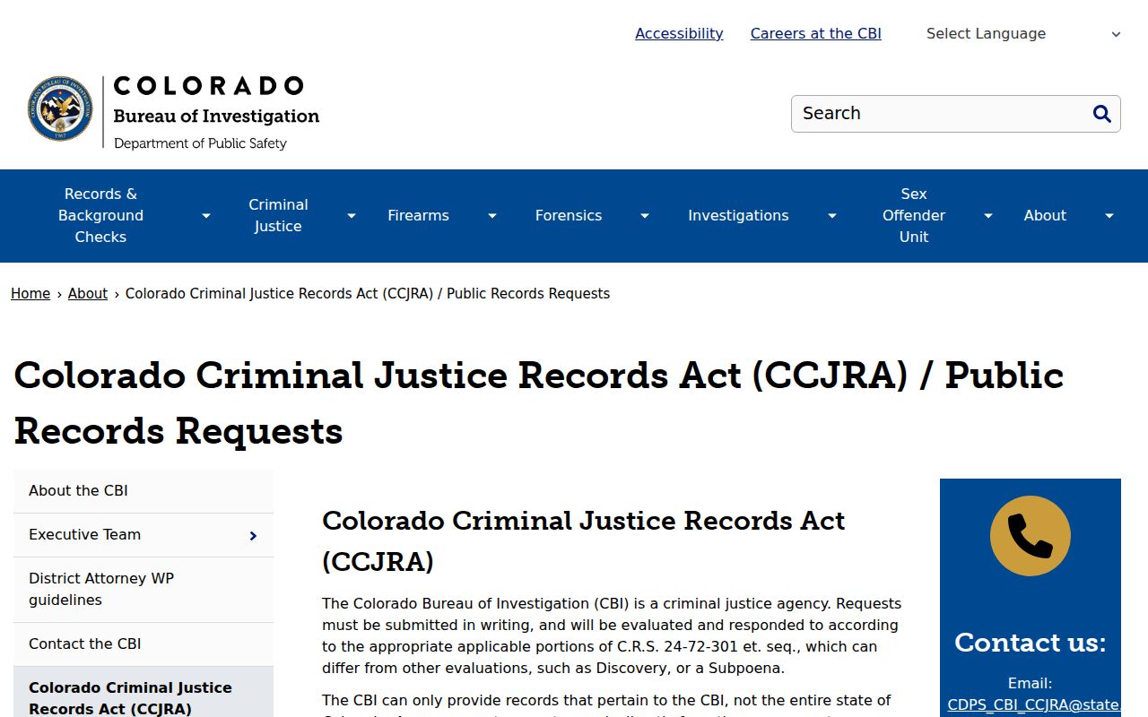 Huerfano County court records and Colorado criminal justice records request guidance