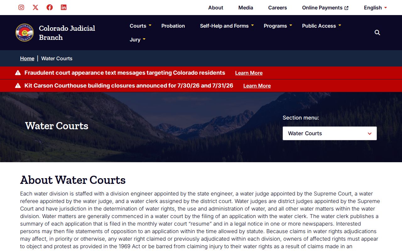 Huerfano County District Court water court overview context