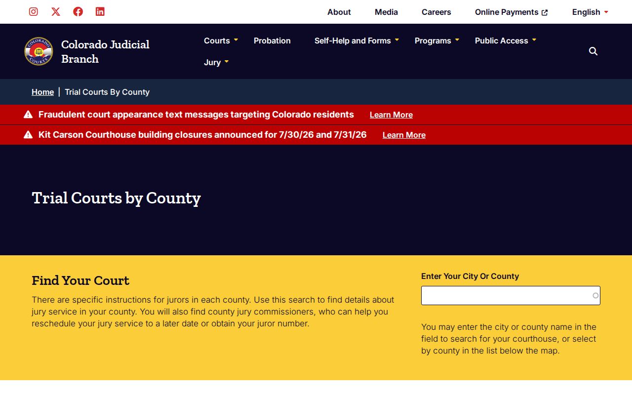 Huerfano County court records Colorado trial courts by county page