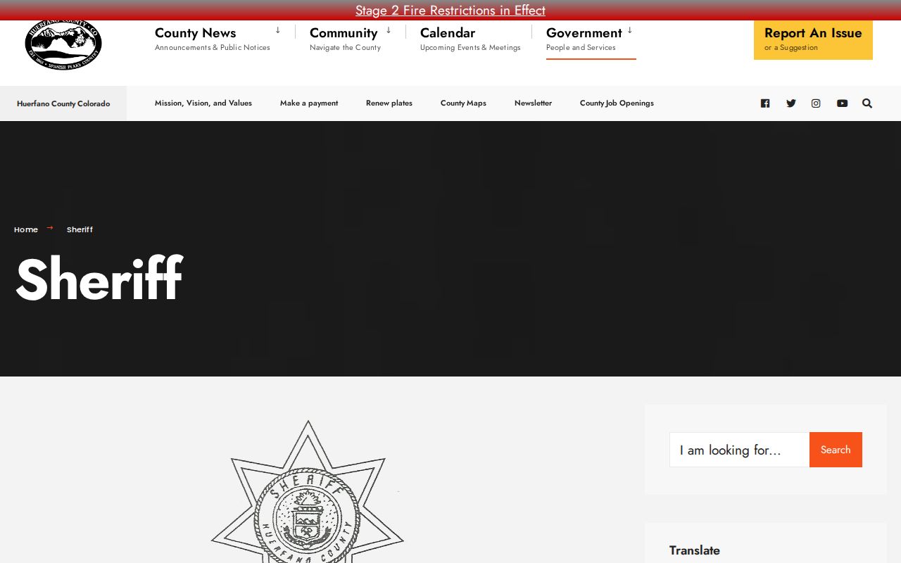 Huerfano County inmate search sheriff office contact