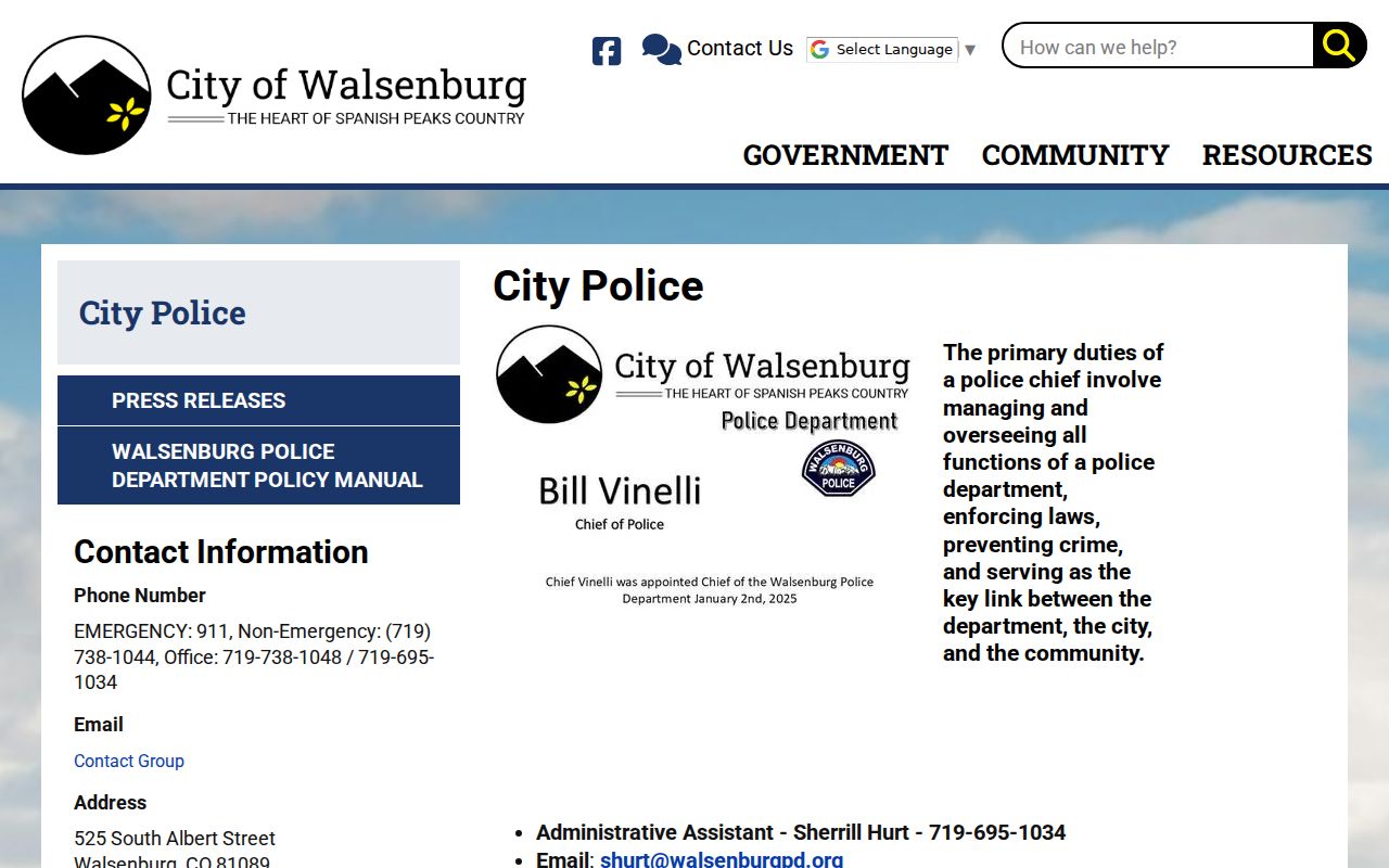 Huerfano County warrant search Walsenburg Police Department source